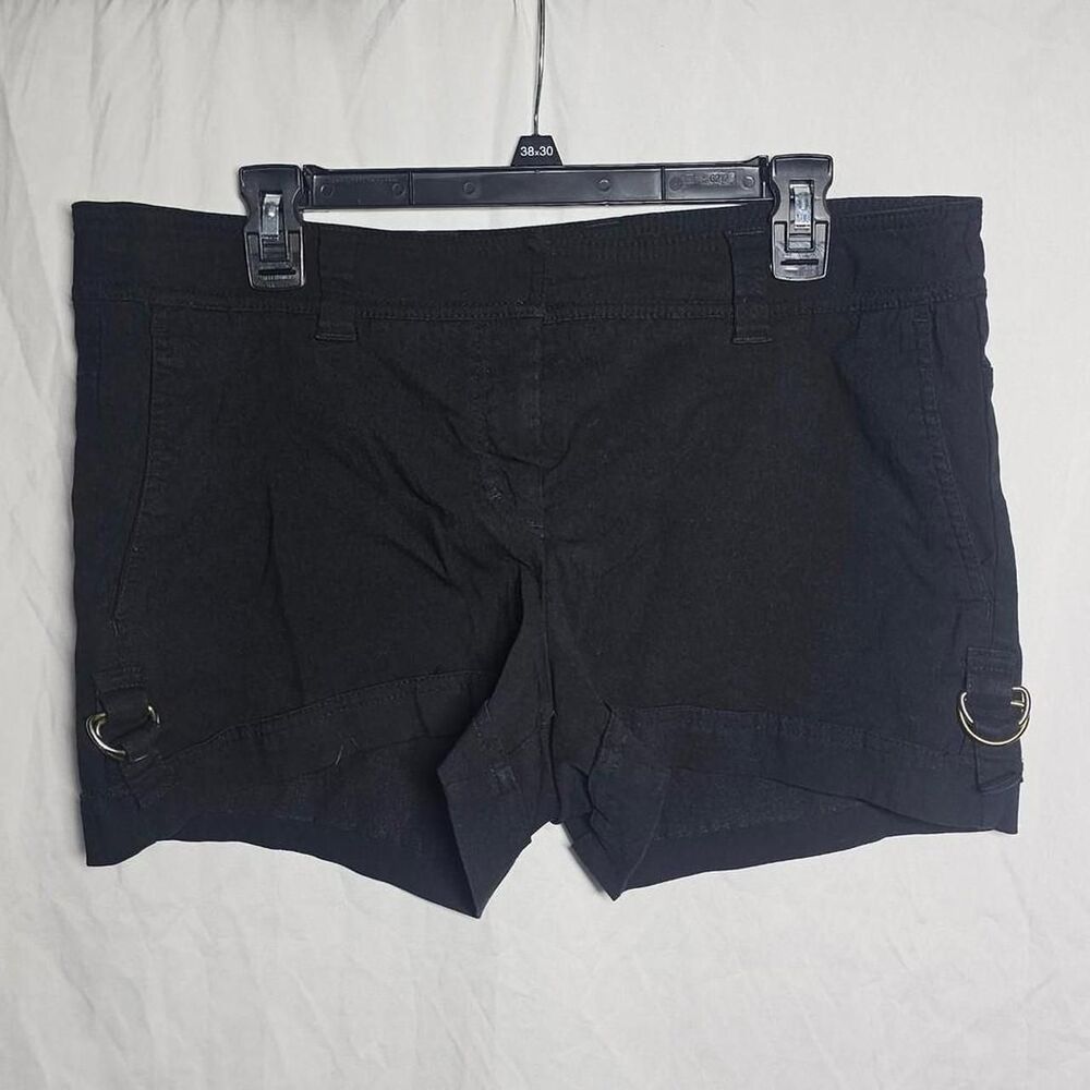 Black midi rise bisou bisou y2k adjustable belted back shorts